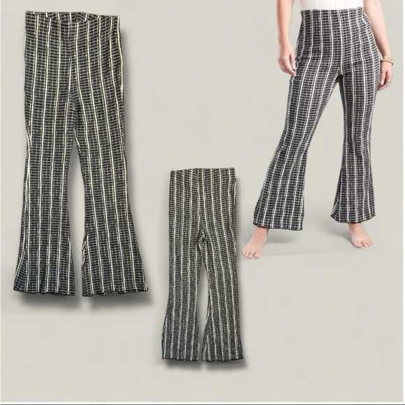 Free People Fine Line Slim Flared Pants Sz XS Pull On High Rise Boho Beach Retro - Picture 4 of 15